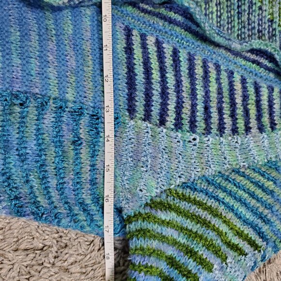 Anthropologie Sleeping on Snow Colorblock Long Line Clasp Ruffle Cardigan - L - Picture 7 of 10